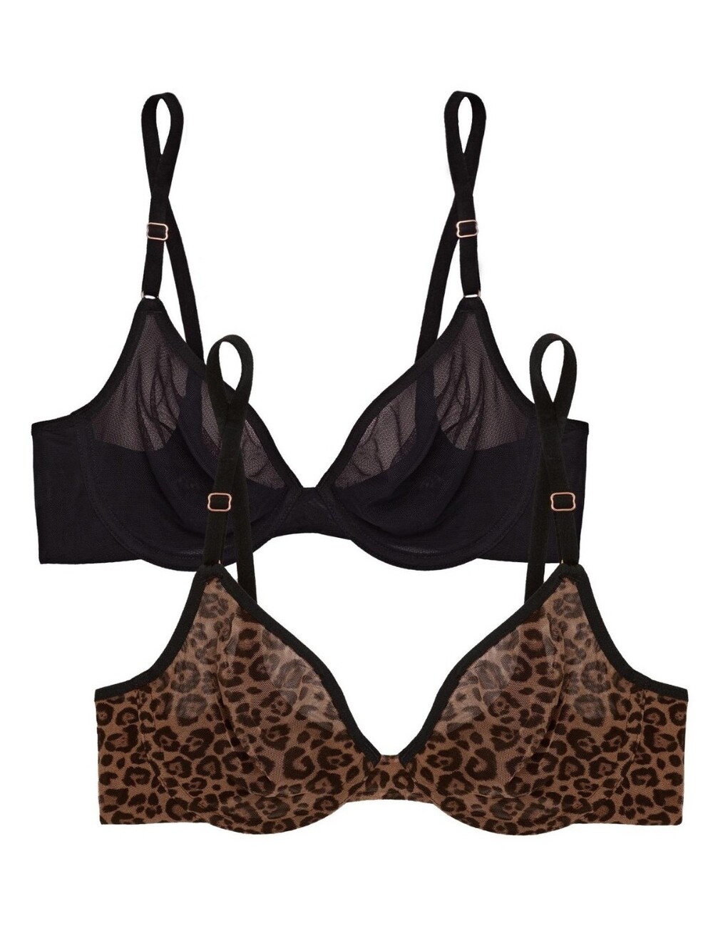 Smart & Sexy Women's 2-Pack Sheer Mesh Demi Underwire BraSize 36DDD